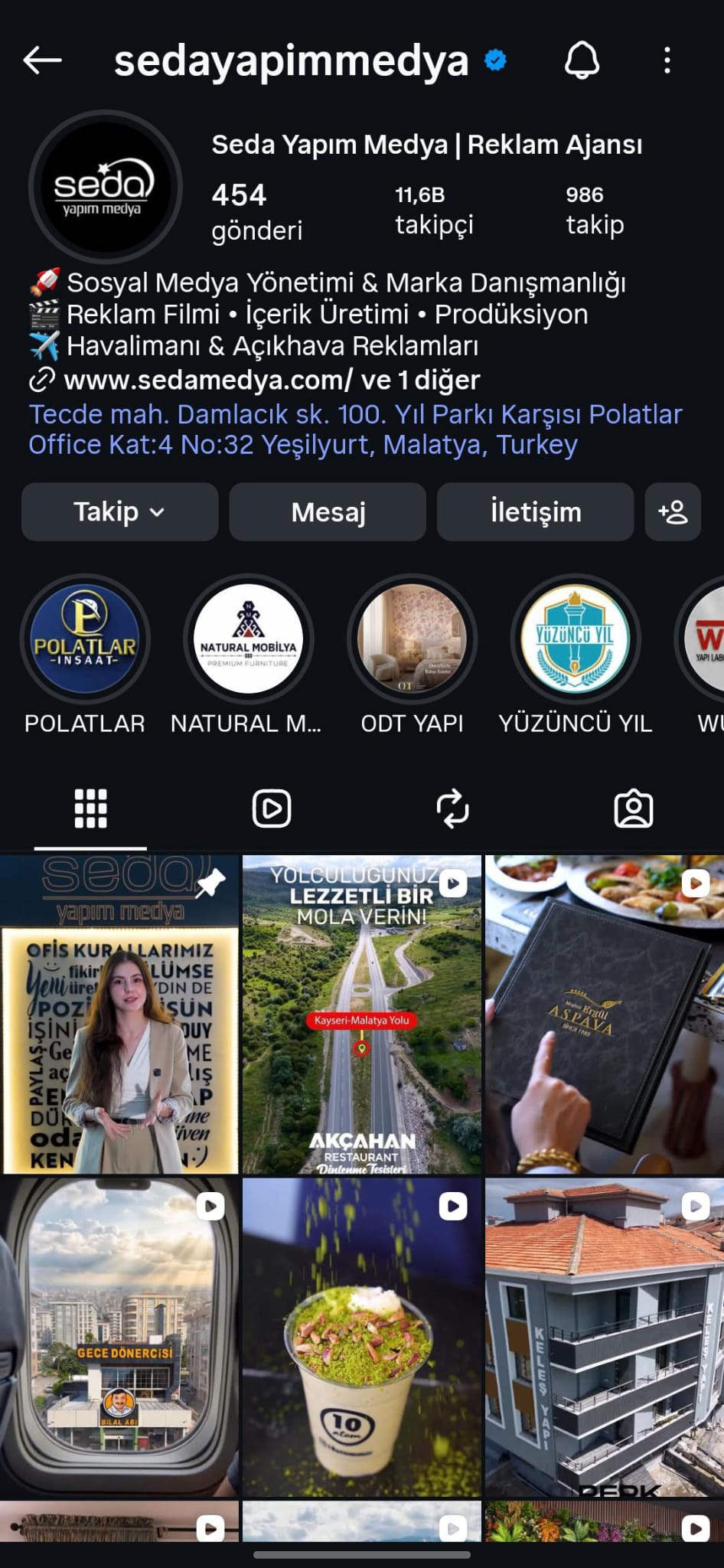 Seda Medya sosyal medya feed önizlemesi